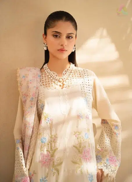 Close-up of Jahaan by Rajbari Aira 2-A embroidery, showcasing detailed patterns and craftsmanship from the Rajbari clothing collection 2025.