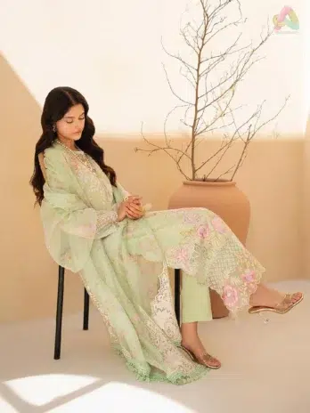 Full outfit of Jahaan by Rajbari Raya 1-B styled with dupatta and trouser, showcasing the elegance of Rajbari clothing