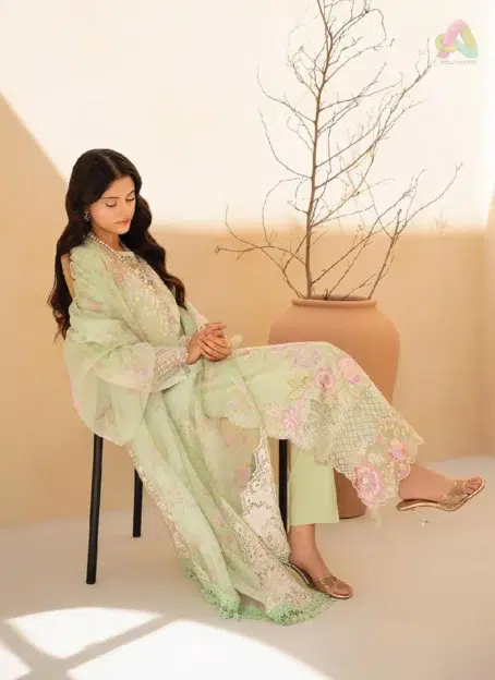 Full outfit of Jahaan by Rajbari Raya 1-B styled with dupatta and trouser, showcasing the elegance of Rajbari clothing