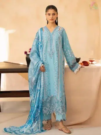 Jahaan by Rajbari Sira 5-B embroidered lawn shirt front with shoulder detailing from Rajbari new collection 2025 festive fashion.