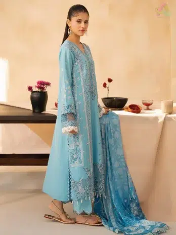 Jahaan by Rajbari Sira 5-B dyed lawn shirt back in premium Rajbari lawn fabric from Rajbari collection 2025 summer range.