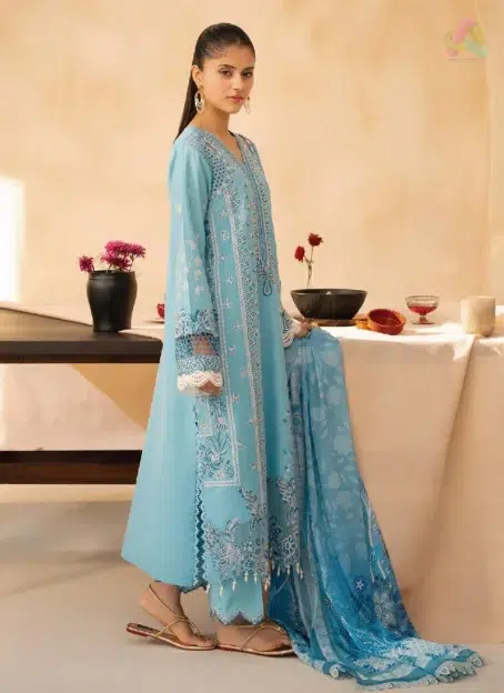 Jahaan by Rajbari Sira 5-B dyed lawn shirt back in premium Rajbari lawn fabric from Rajbari collection 2025 summer range.
