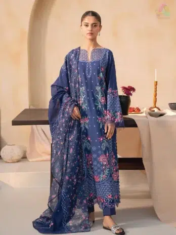 Jahaan by Rajbari Taliah 2-B embroidered front panels with organza neckline, premium lawn fabric, and elegant detailing from Rajbari New Collection 2025.