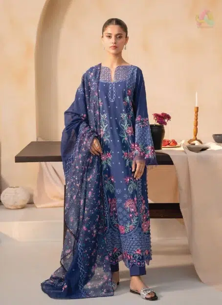 Jahaan by Rajbari Taliah 2-B embroidered front panels with organza neckline, premium lawn fabric, and elegant detailing from Rajbari New Collection 2025.