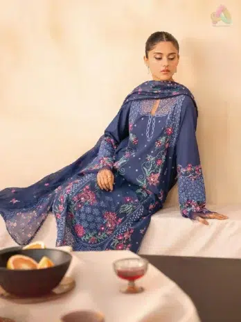 Full 3-piece look of Jahaan by Rajbari Taliah 2-B with embroidered panels, hem border, and dupatta from Rajbari lawn collection 2025