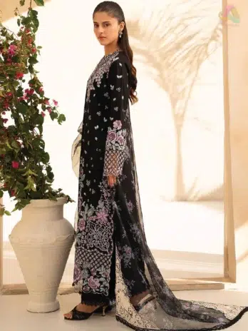 Back of Jahaan by Rajbari Vera 1-A showing dyed lawn fabric with soft texture from the Rajbari New Collection