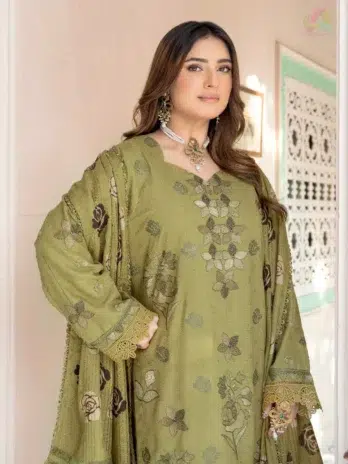 Close-up of Jugnoo By Riaz Arts Vol 2 D-01 embroidered shirt details and fine texture of premium Riaz Arts Fabrics.