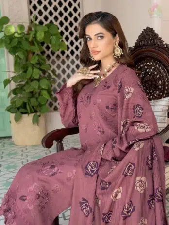 Full display of Jugnoo By Riaz Arts Vol 2 D-03, an elegant 3-piece Dhanak suit from the Riaz Arts New Collection 2025.