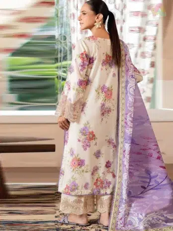 Back design of Mahi Nur by Brenish Vol 1 D-03, featuring digital printed lawn fabric with intricate detailing and premium Brenish craftsmanship