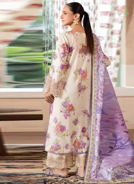 Back design of Mahi Nur by Brenish Vol 1 D-03, featuring digital printed lawn fabric with intricate detailing and premium Brenish craftsmanship