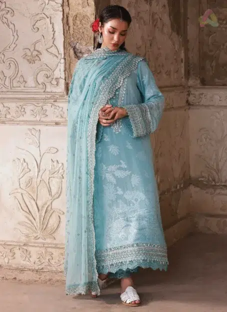 Full outfit view of Maya Jacquard by Nureh NJ-102, a 3-piece embroidered jacquard suit from the elegant Nureh New Collection 2025