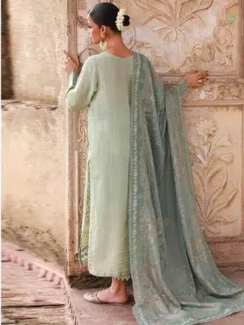 Back view of Maya Jacquard by Nureh NJ-104 showing embroidered jacquard shirt design with subtle finishing and premium Nureh fabrics craftsmanship.