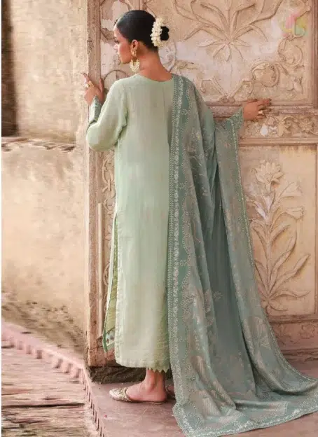 Back view of Maya Jacquard by Nureh NJ-104 showing embroidered jacquard shirt design with subtle finishing and premium Nureh fabrics craftsmanship.
