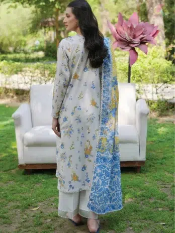 Back view of Twinkling by Binaas D‑04, featuring elegant digital printed lawn design from the stylish Binaas clothing new collection 2025.