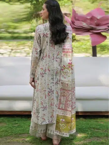 Back view of Twinkling by Binaas D‑05, premium digital printed lawn design from the elegant Binaas clothing new collection 2025.