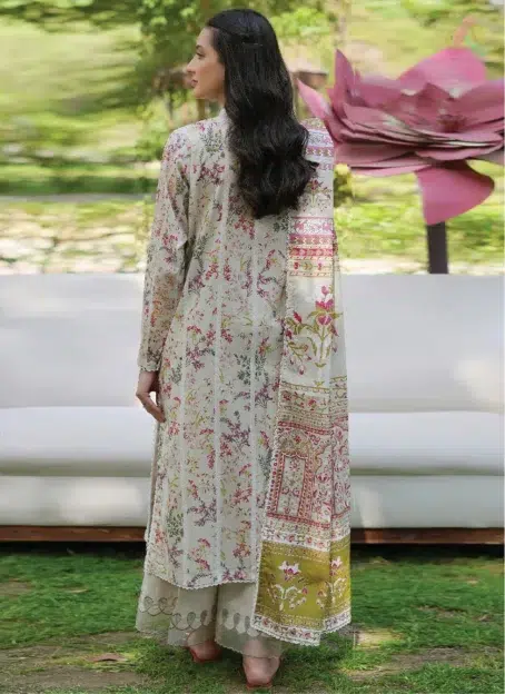Back view of Twinkling by Binaas D‑05, premium digital printed lawn design from the elegant Binaas clothing new collection 2025.