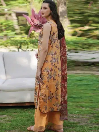 Back view of Twinkling by Binaas D‑06, premium digital printed lawn design from the stylish Binaas clothing new collection 2025.
