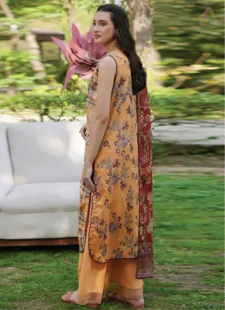 Back view of Twinkling by Binaas D‑06, premium digital printed lawn design from the stylish Binaas clothing new collection 2025.