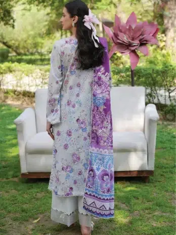 Back view of Twinkling by Binaas D‑07, stylish digital printed lawn design from the Binaas clothing new collection 2025