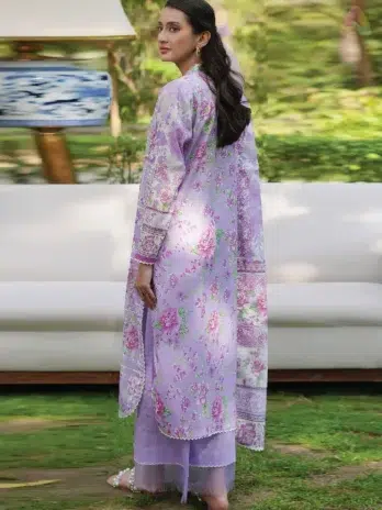 Back view of Twinkling by Binaas D‑09 showing premium digital printed lawn back design from the Binaas clothing new summer collection 2025.