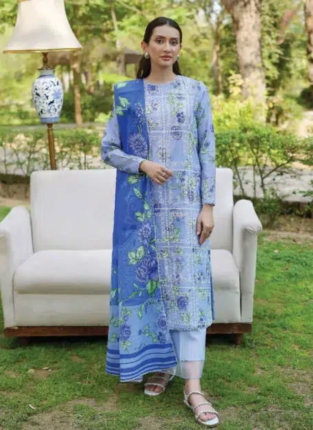 Twinkling by Binaas D-11 featuring digital printed lawn shirt with fine boring embroidery, from the elegant Binaas lawn 2025 summer collection.