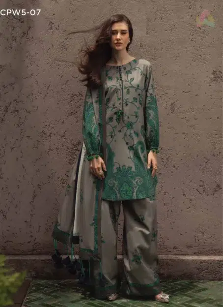 Front view of C-Print by Charizma CPW5-06 showing printed linen shirt with modern design, part of Charizma C Print Collection 2025.