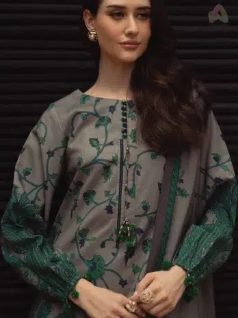 Close-up of C-Print by Charizma CPW5-06 showing fabric detailing, digital print, and stitching from the Charizma New Collection 2025.