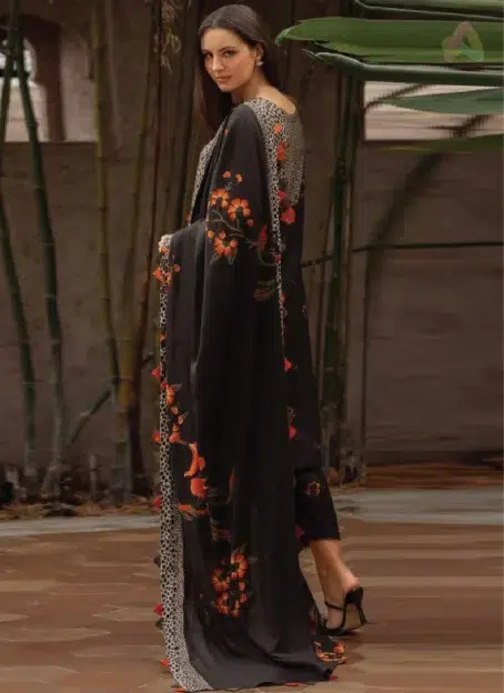 Back design of C-Print by Charizma CPW5-08 highlighting fine linen fabric texture and modern tailoring from Charizma Fabric Collection 2025.