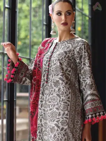 C-Print by Charizma CPW5-09 close-up showing detailed prints and texture from the Charizma New Collection linen outfit.