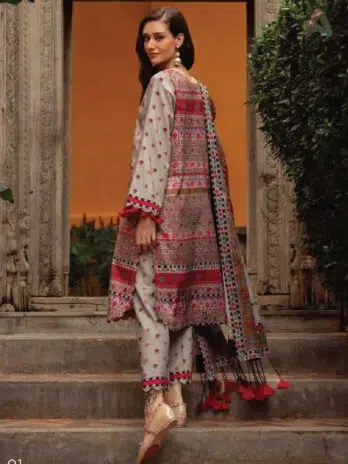 Back design of C-Print by Charizma CPW5-01, highlighting printed linen fabric details from Charizma Fabric Collection and Charizma New Collection.