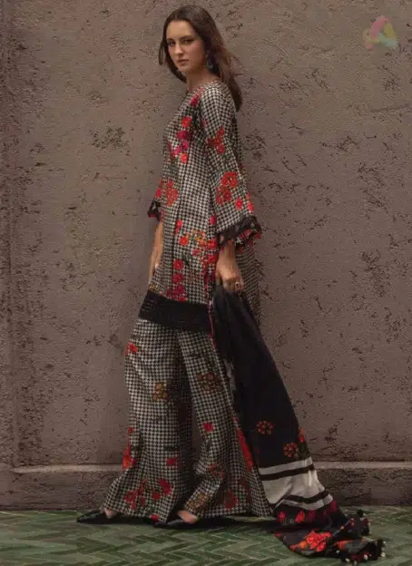 Back view of C-Print by Charizma CPW5-04 linen outfit highlighting fabric texture, classic tailoring, and design from the Charizma C Print Collection 2025.