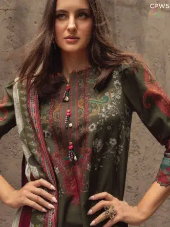 C-Print by Charizma CPW5-05 back view highlighting printed linen shirt and fabric quality from the Charizma Fabric Collection New Collection 2025.