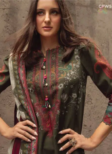 C-Print by Charizma CPW5-05 back view highlighting printed linen shirt and fabric quality from the Charizma Fabric Collection New Collection 2025.