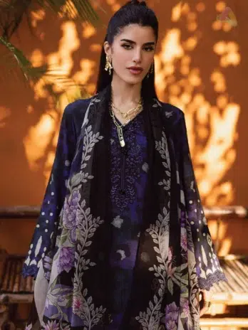 Close-up embroidery details of Gardenia By Nureh NWG-88 viscose shirt with printed patterns from the elegant Nureh collection 2025.