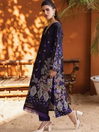 Full 3-piece suit Gardenia By Nureh NWG-88 with embroidered shirt, chiffon dupatta, and dyed trouser from the Nureh New collection.
