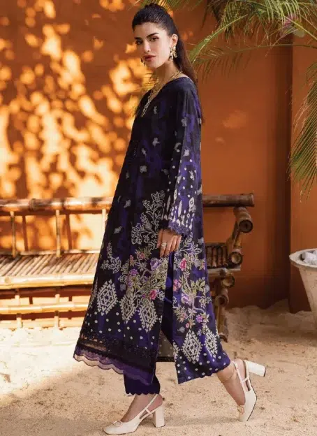 Full 3-piece suit Gardenia By Nureh NWG-88 with embroidered shirt, chiffon dupatta, and dyed trouser from the Nureh New collection.
