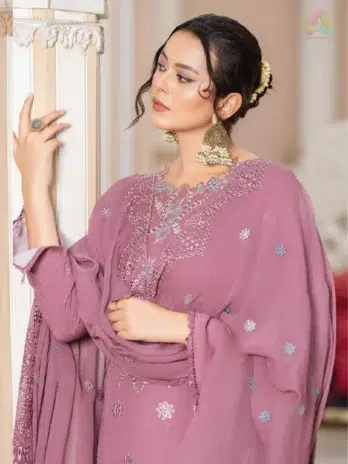 Close-up embroidery details of Ilana by Panache Vol 2 D-04 Karandi suit, highlighting fine craftsmanship from Puri Fabrics clothing.