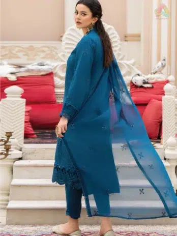 Back design of Ilana by Panache Vol 2 D-06, showcasing embroidered Karandi fabric with elegant craftsmanship from Puri Fabrics New Collection.