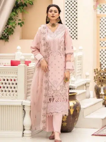 Front view of Ilana by Panache Vol 2 D-07, featuring embroidered Karandi shirt with delicate detailing from the Puri Fabrics Karandi Collection 2025