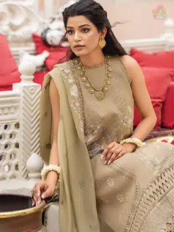 Close-up embroidery details of Ilana by Panache Vol 2 D-08, displaying delicate Karandi craftsmanship from Puri Fabrics Collection 2025, perfect for winter wear