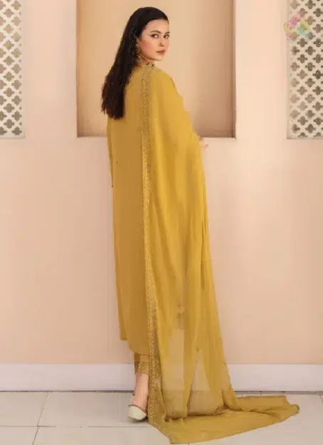 Back view of Ilana by Panache Vol 2 D-10, featuring embroidered Karandi detailing from Puri Fabrics New Collection, designed for timeless seasonal fashion.