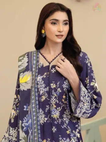 Close-up of Tazeen by Johra JW-172 showing fine embroidery on staple slub fabric, reflecting Johra Collection’s premium craftsmanship and elegance.