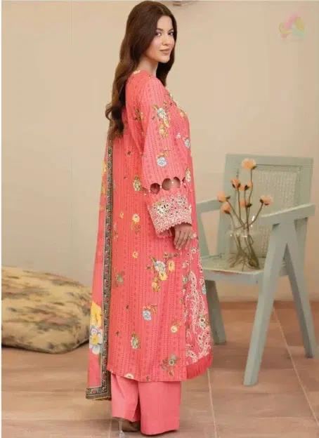 Back design of Johra JW-174 from Tazeen collection, showcasing Staple Slub fabric with elegant embroidery and smooth finish for modern wear.