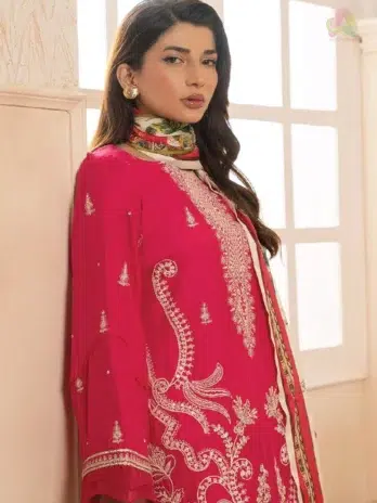 Zellbury by Al-Rahim Textile D-02 close-up highlighting fine embroidery, premium lawn texture, and silk dupatta print from Zellbury New Collection.