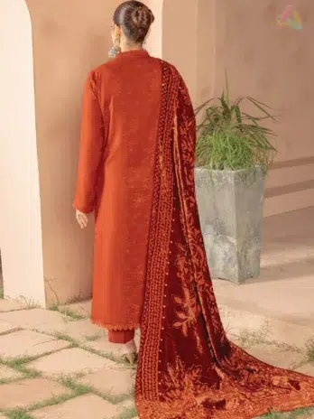 Back view of Anarkali By Mahay A-05 showing elegant jacquard fabric texture and refined finish from Mahay Fabric Collection.