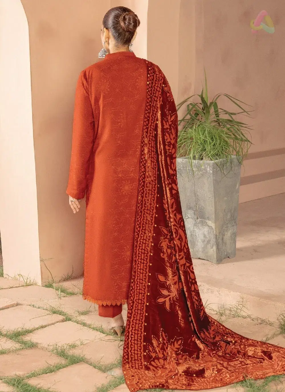 Anarkali By Mahay A-05 2 Back view of Anarkali By Mahay A-05 showing elegant jacquard fabric texture and refined finish from Mahay Fabric Collection.