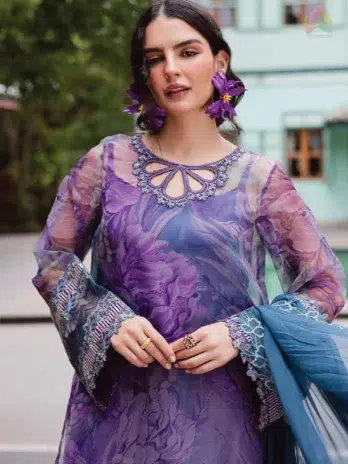 Close View of Ballerina by Nureh NU2-185 – Hand Embellished Neckline Detailing and Fine Stitchwork from Nureh Organza Dress Design.