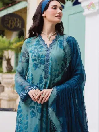 Close View: Ballerina by Nureh NU2-186 close view of hand embroidery and premium chiffon texture from Nureh Fabric Collection.