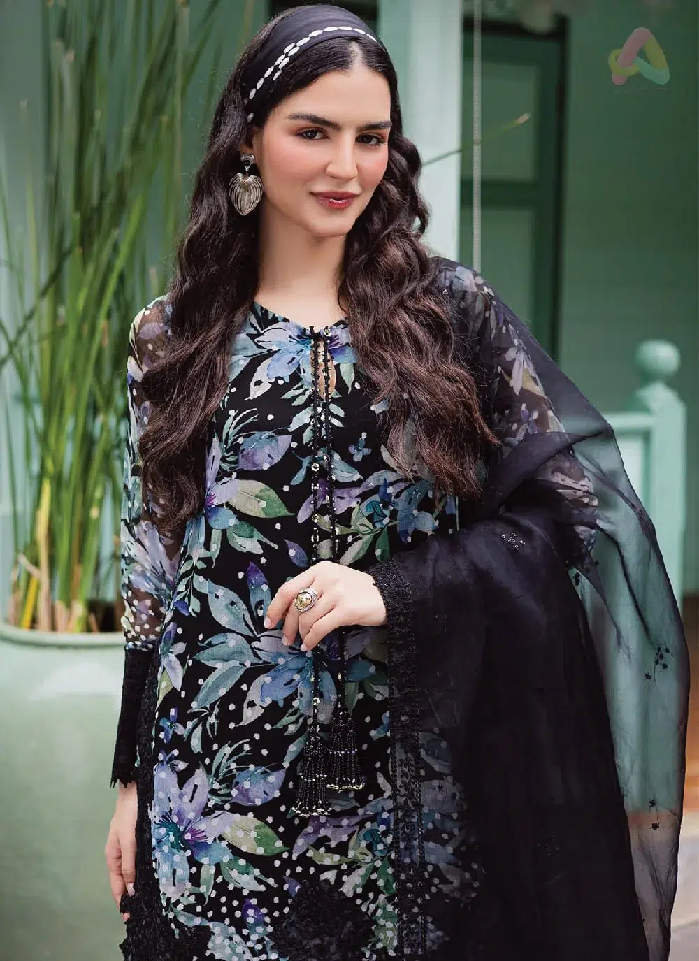 Ballerina by Nureh NU2-187 3 Close View: Ballerina by Nureh NU2-187 close view of intricate embroidery and fine chiffon texture from Nureh Fabric Collection