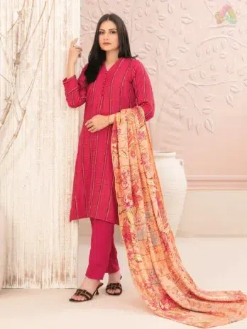 Front View: Nazaaha By Tawakkal D-5012 Leather Peach unstitched fancy shirt front view from Tawakkal Fabric Collection 2025.